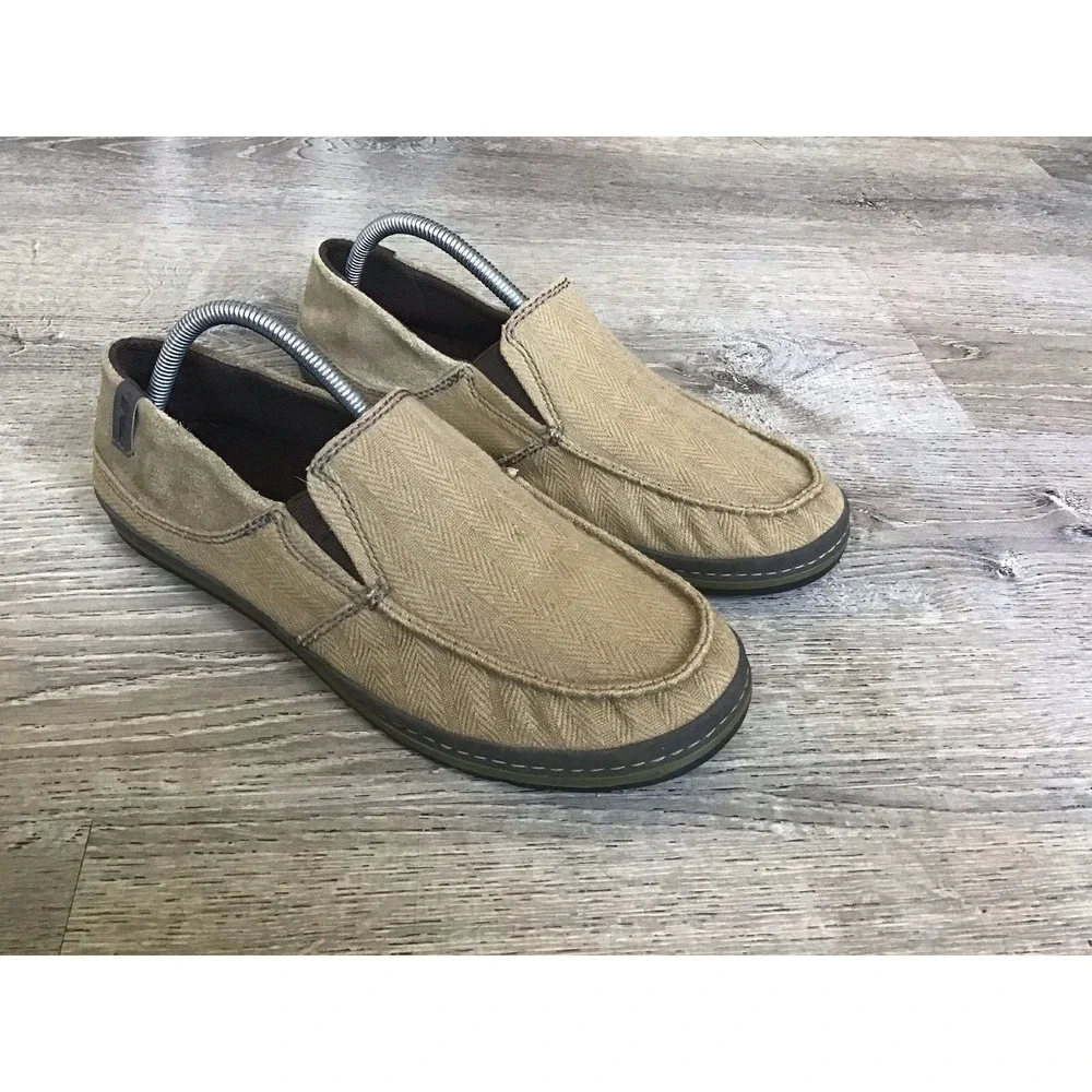 Teva Mens Size 9.5 Canvas Clifton Slip On Loafers Comfort Shoes Beige 1003432
